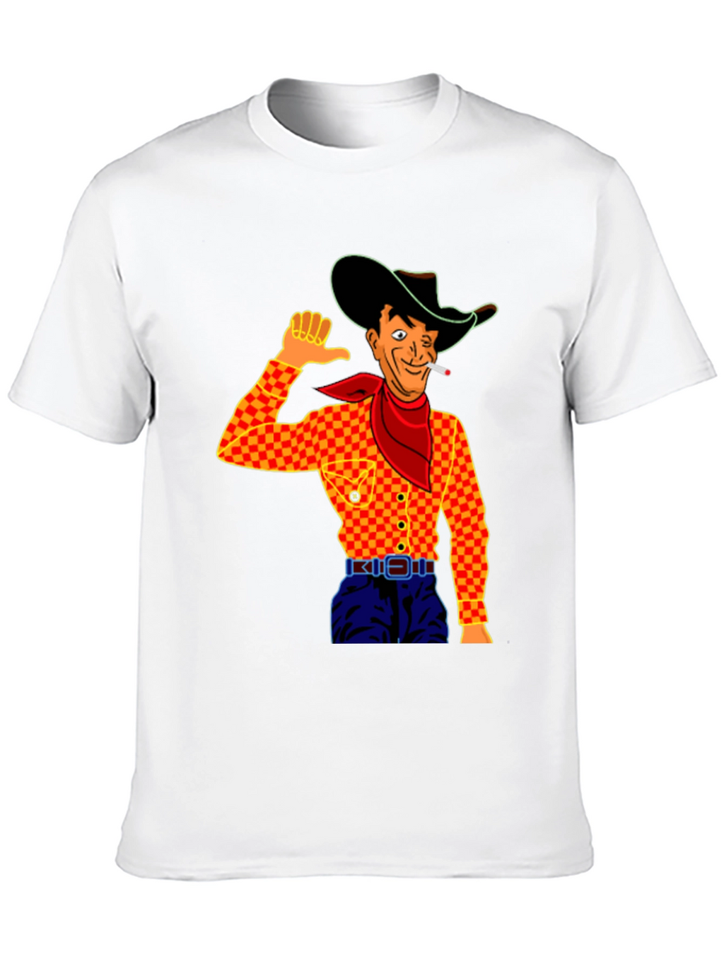 Cowboy Cartoon Graphic Black T-Shirt