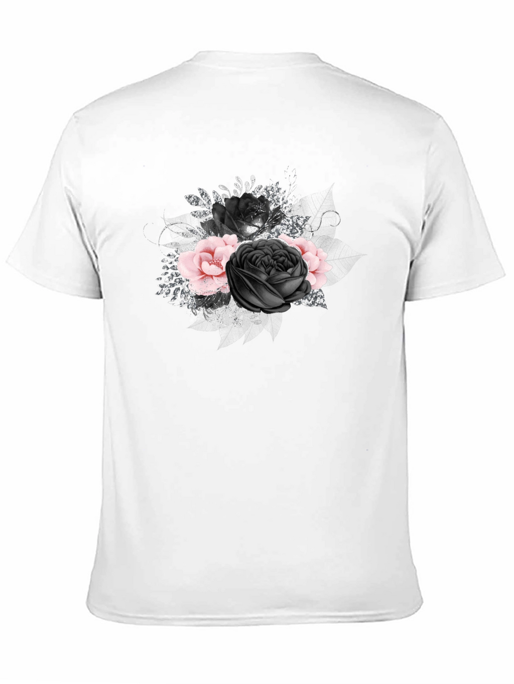 Floral Rose Graphic Print Black Tee