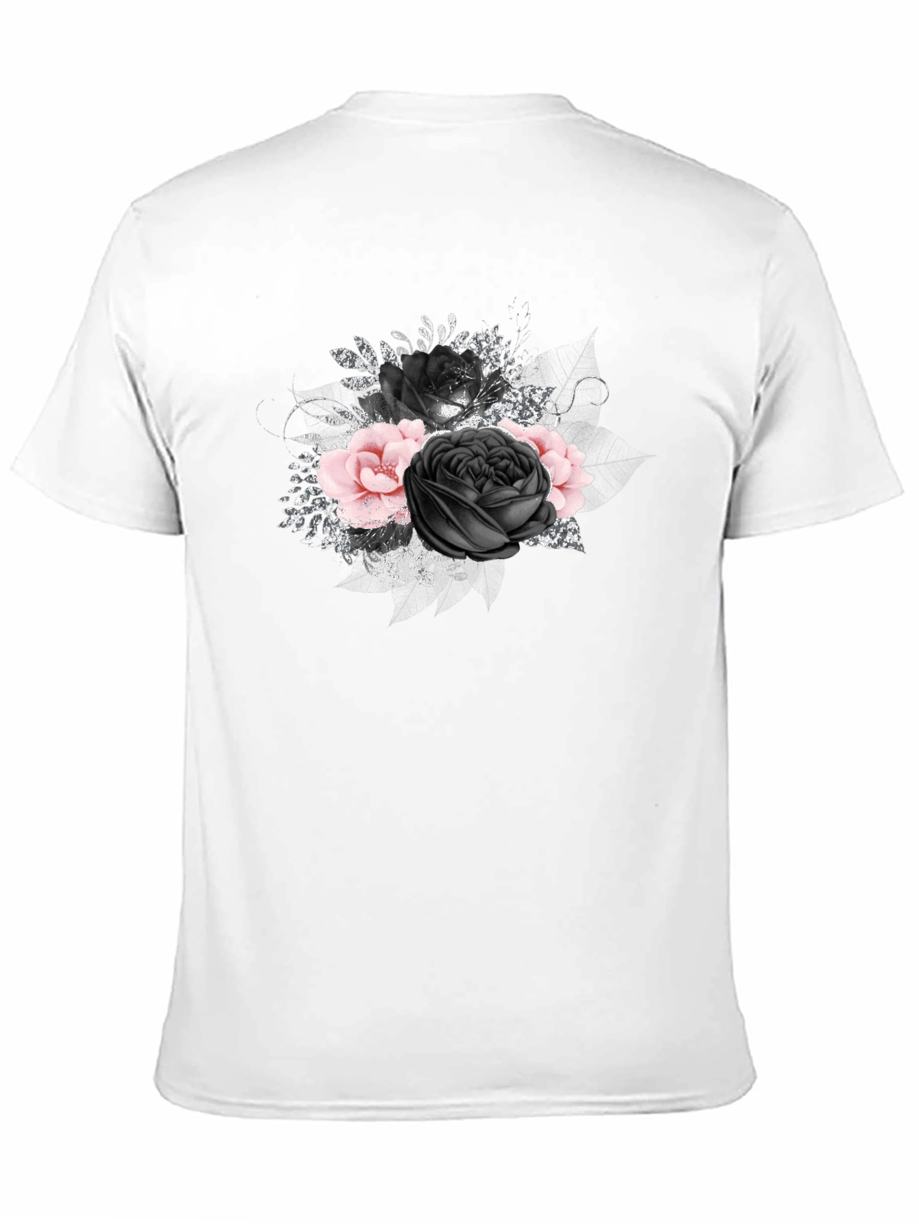 Floral Rose Graphic Print Black Tee