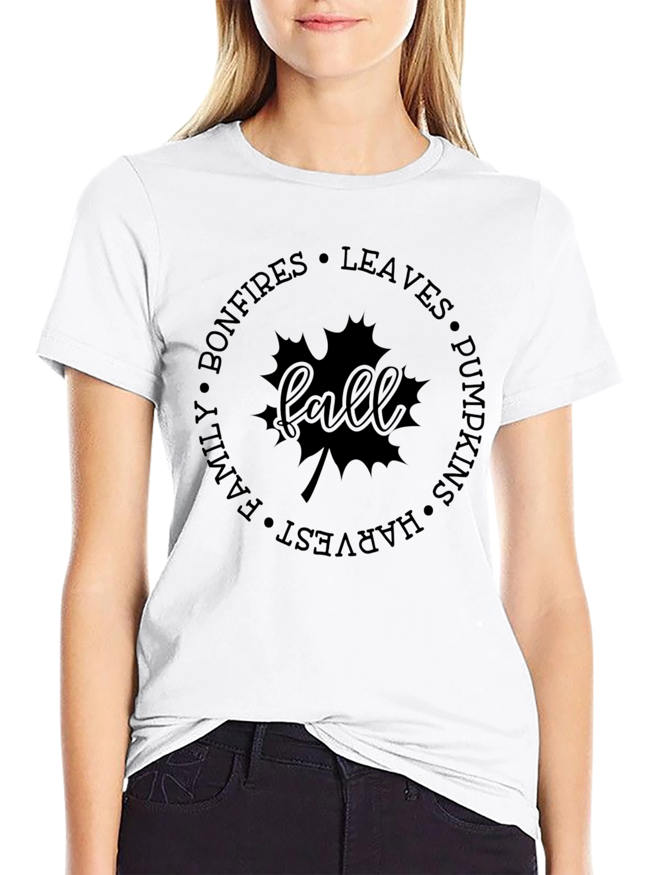 Fall-Themed Graphic Print T-Shirt