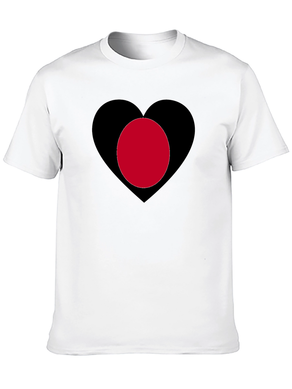 Heart & Circle Graphic Print Tee - Black Cotton