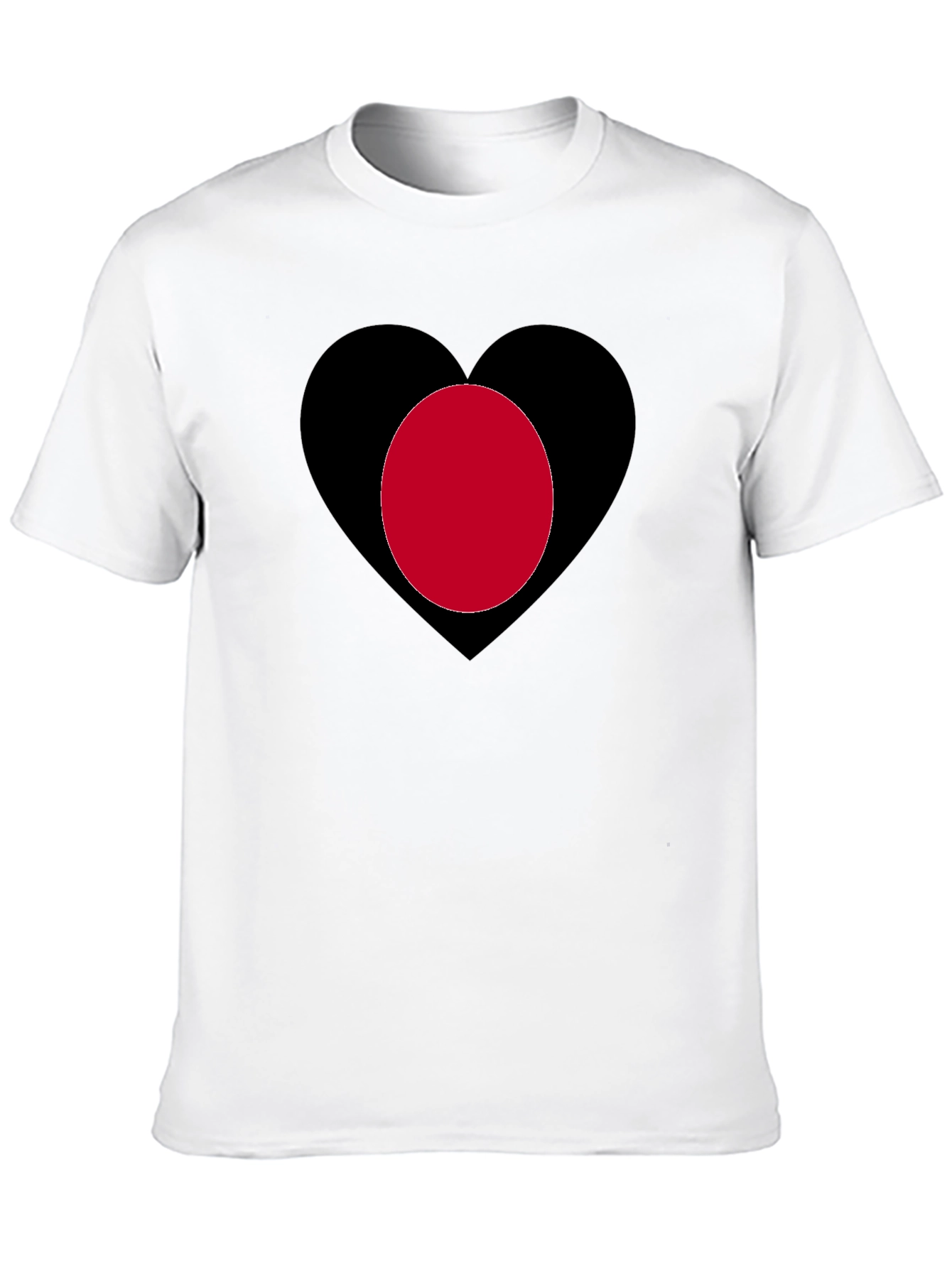 Heart & Circle Graphic Print Tee - Black Cotton