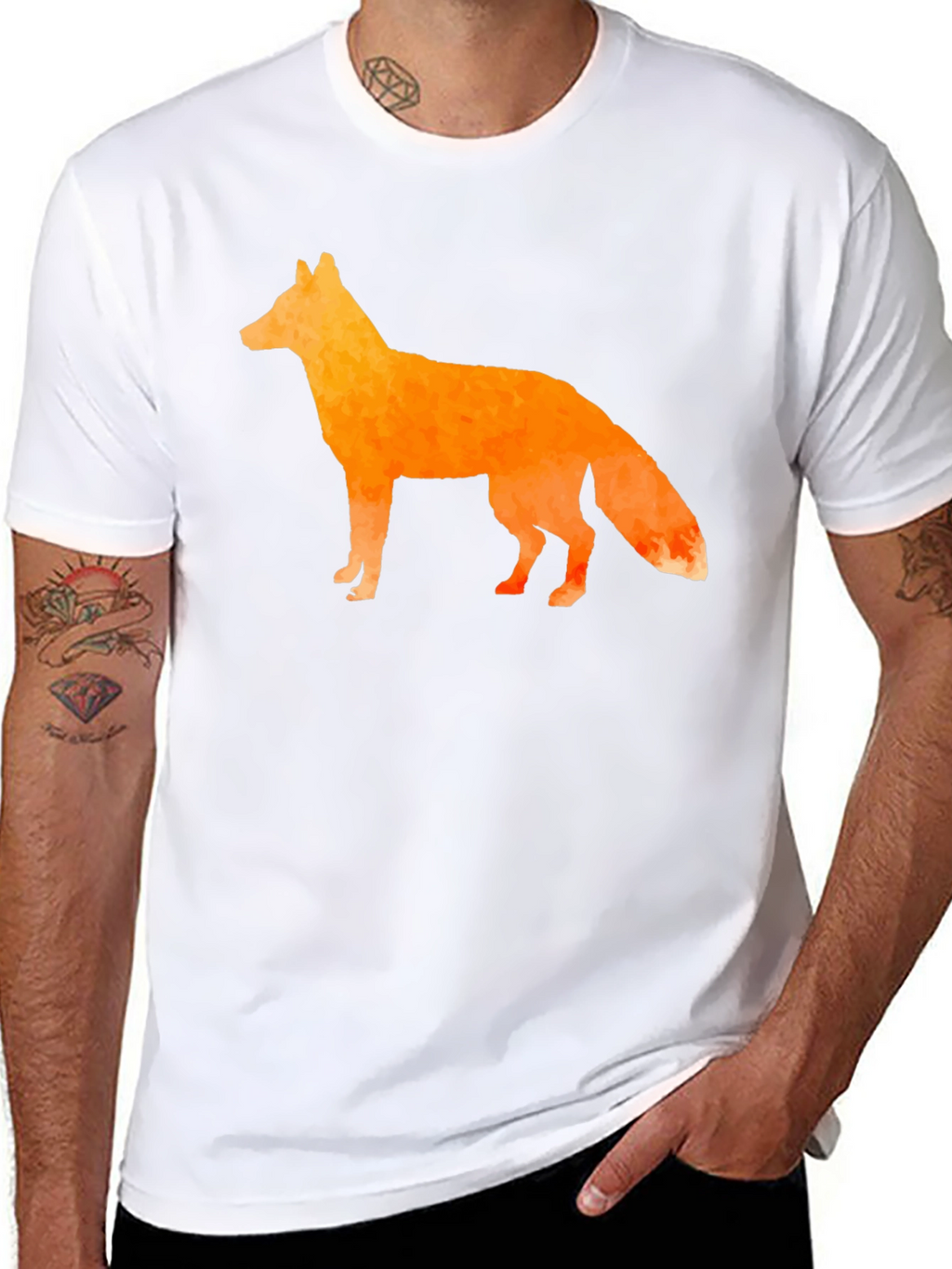 Geometric Fox Graphic Tee - Stylish Mens Black T-Shirt