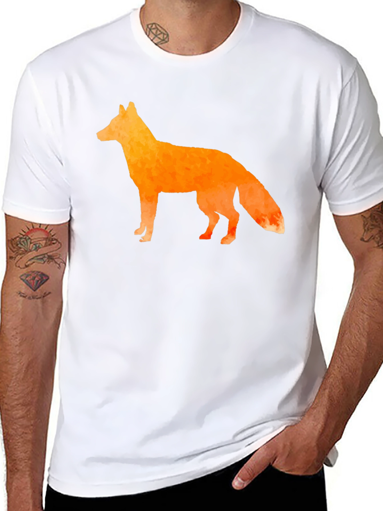 Geometric Fox Graphic Tee - Stylish Mens Black T-Shirt