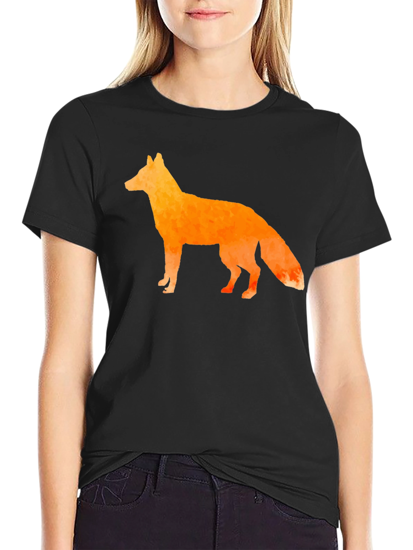 Geometric Fox Graphic Tee - Stylish Mens Black T-Shirt