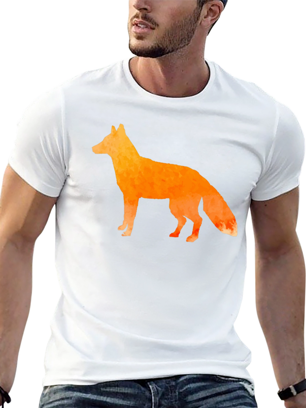 Geometric Fox Graphic Tee - Stylish Mens Black T-Shirt