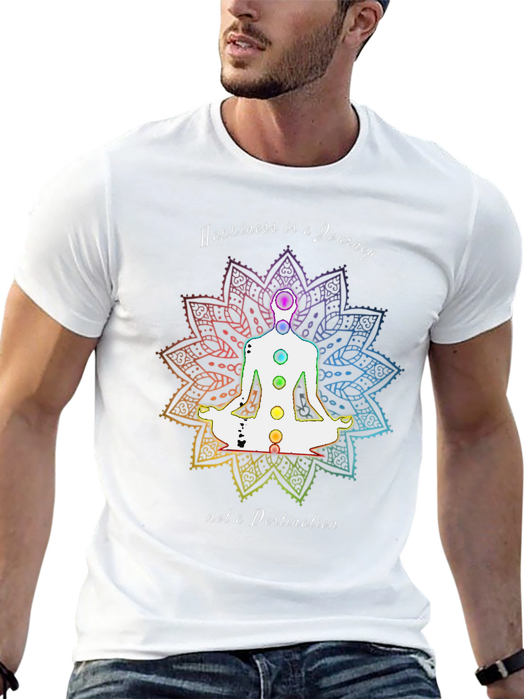 Happiness Journey Chakra Graphic Tee - Black