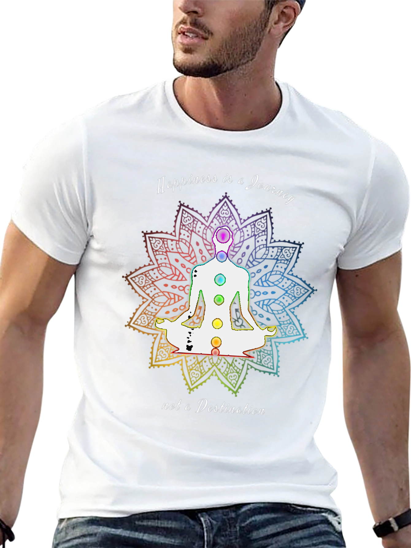 Happiness Journey Chakra Graphic Tee - Black