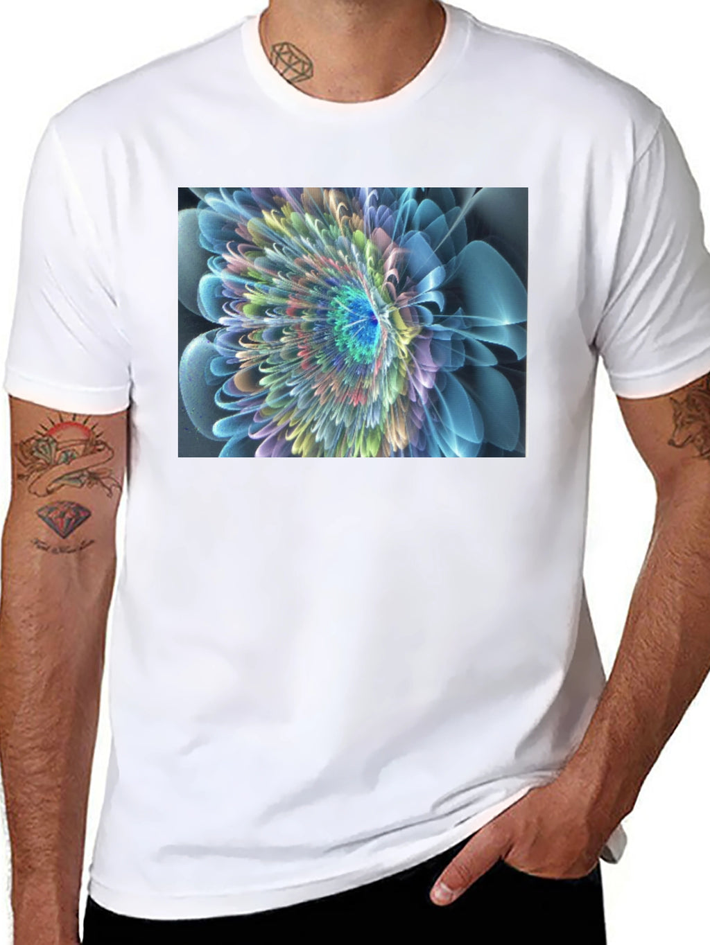 Abstract Flower Graphic Black T-Shirt
