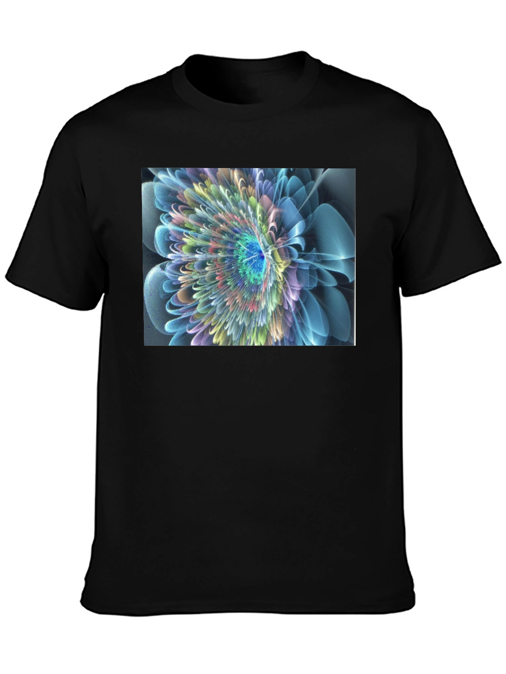 Abstract Flower Graphic Black T-Shirt
