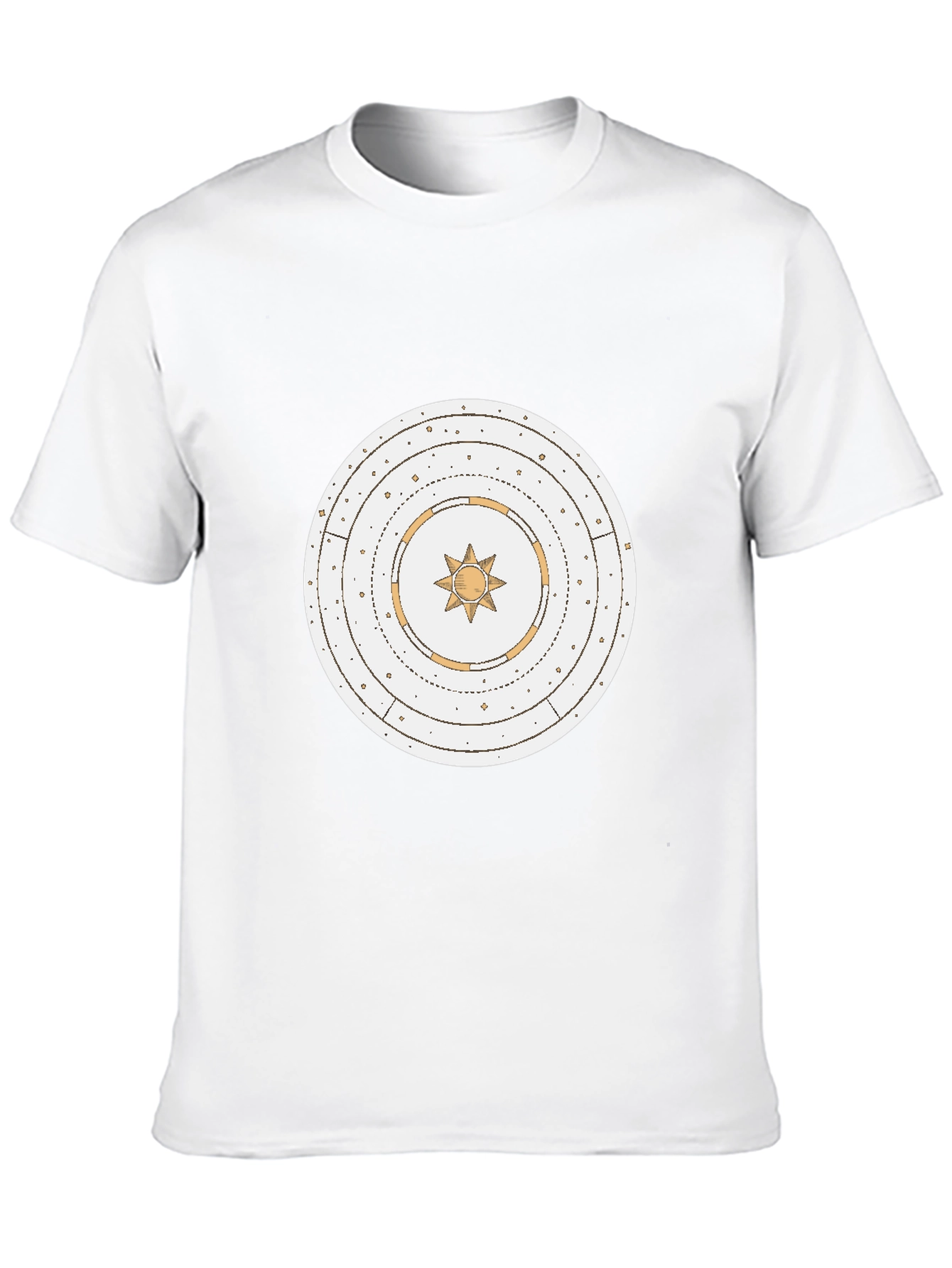 Black Graphic Tee with Celestial Sun Design