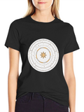 Black Graphic Tee with Celestial Sun Design