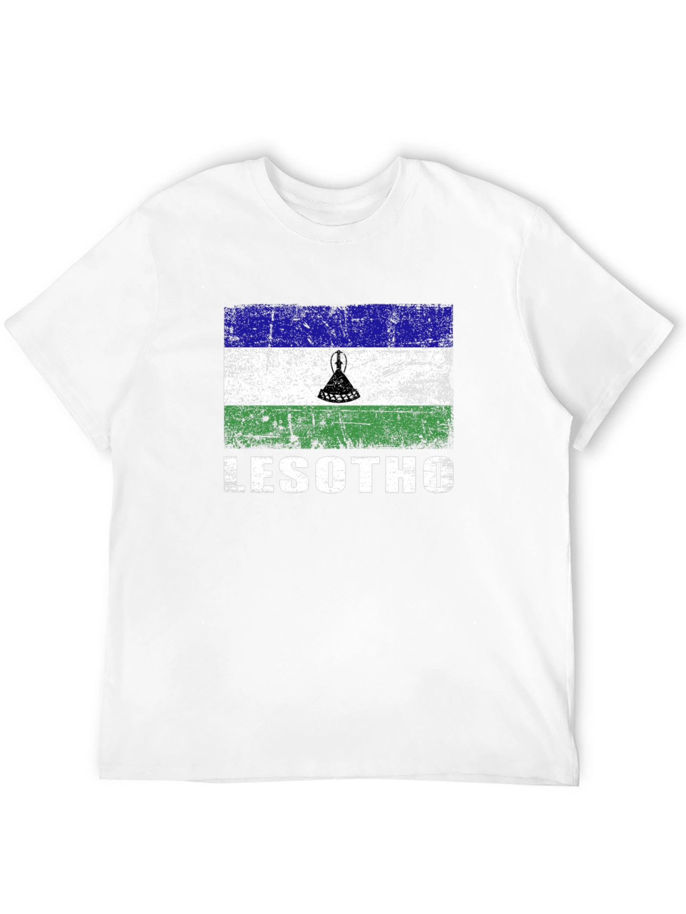 Lesotho Flag T-Shirt - Distressed Design