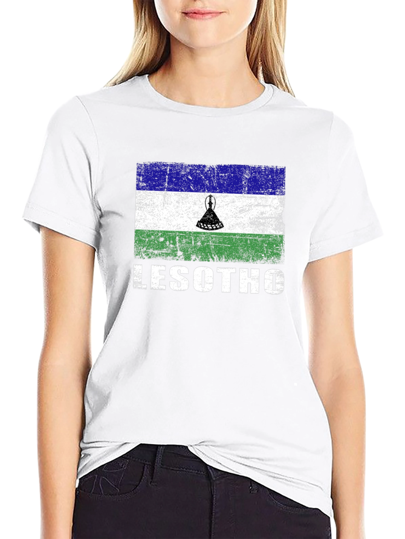 Lesotho Flag T-Shirt - Distressed Design