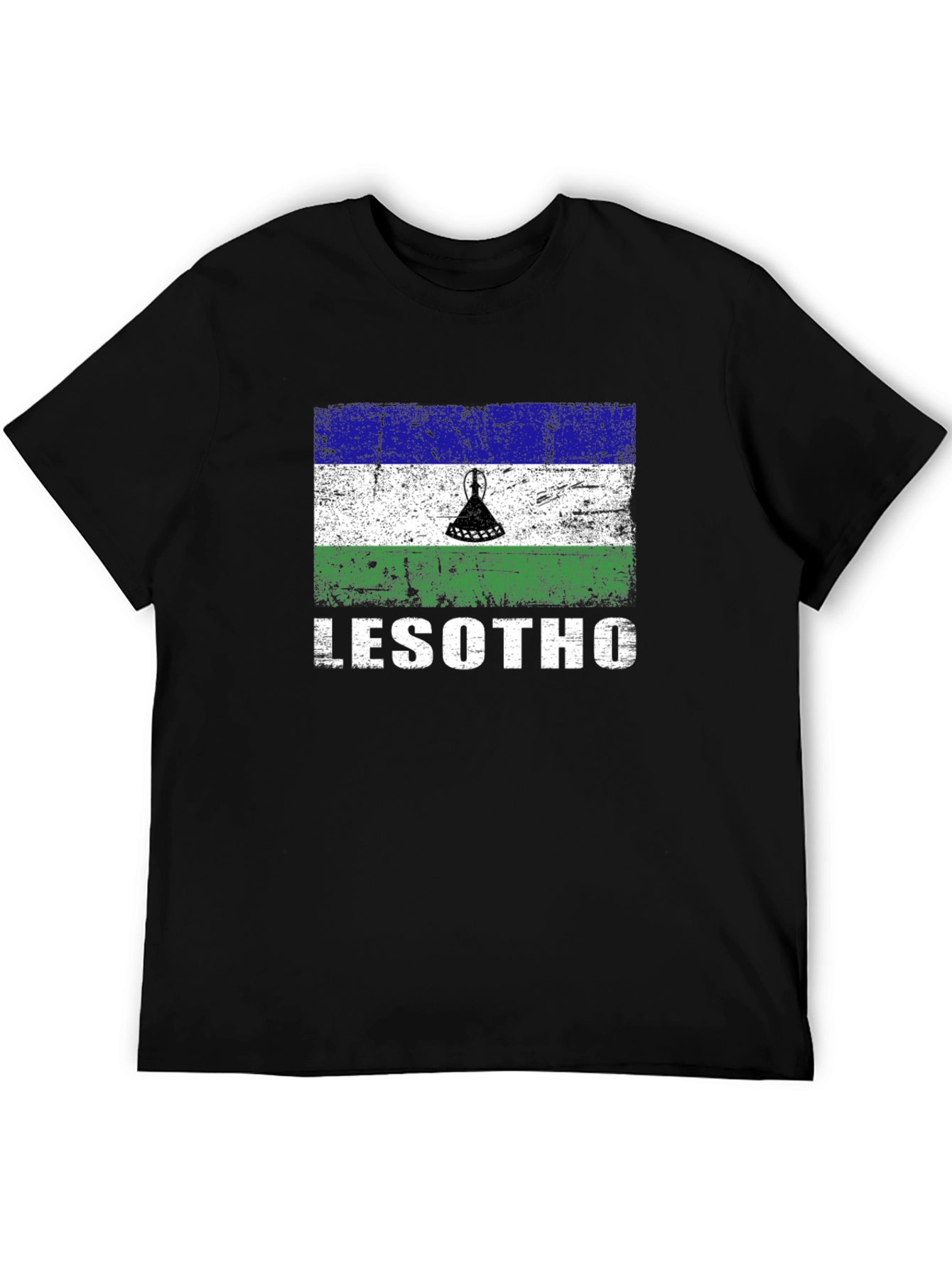 Lesotho Flag T-Shirt - Distressed Design