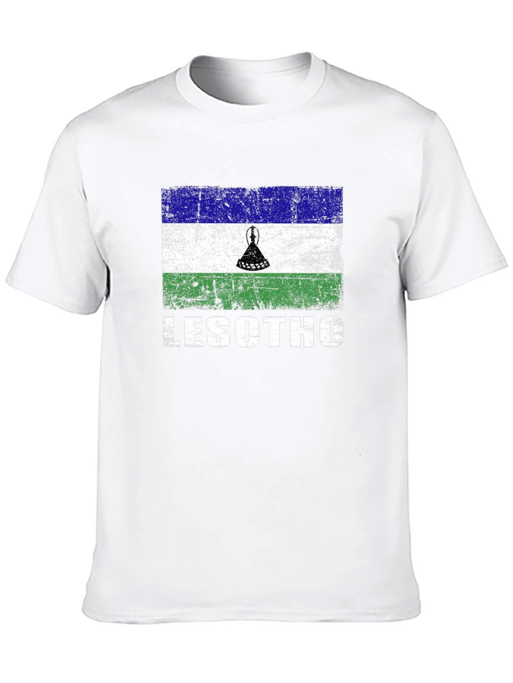 Lesotho Flag T-Shirt - Distressed Design