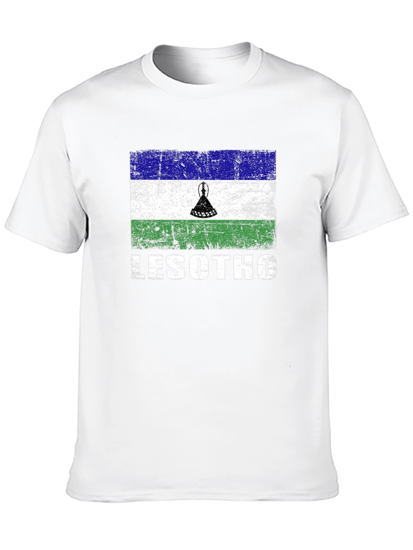Lesotho Flag T-Shirt - Distressed Design