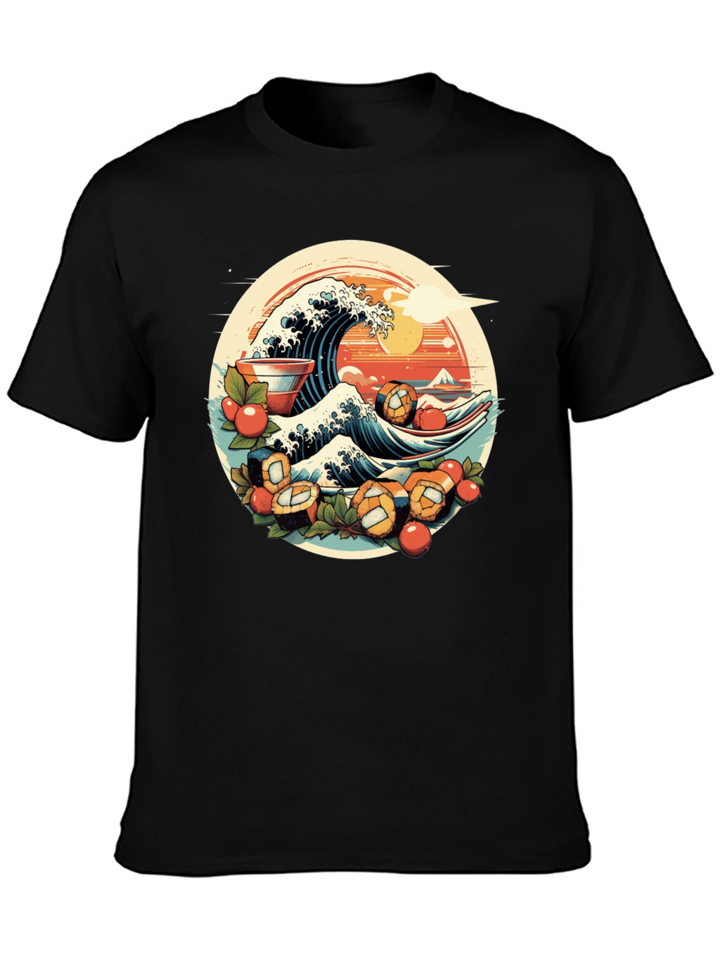Sushi Wave Graphic Tee - Unique Japanese Art Shirt