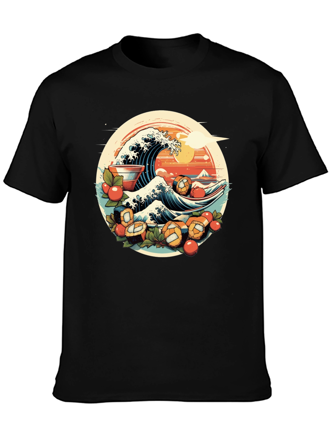 Sushi Wave Graphic Tee - Unique Japanese Art Shirt