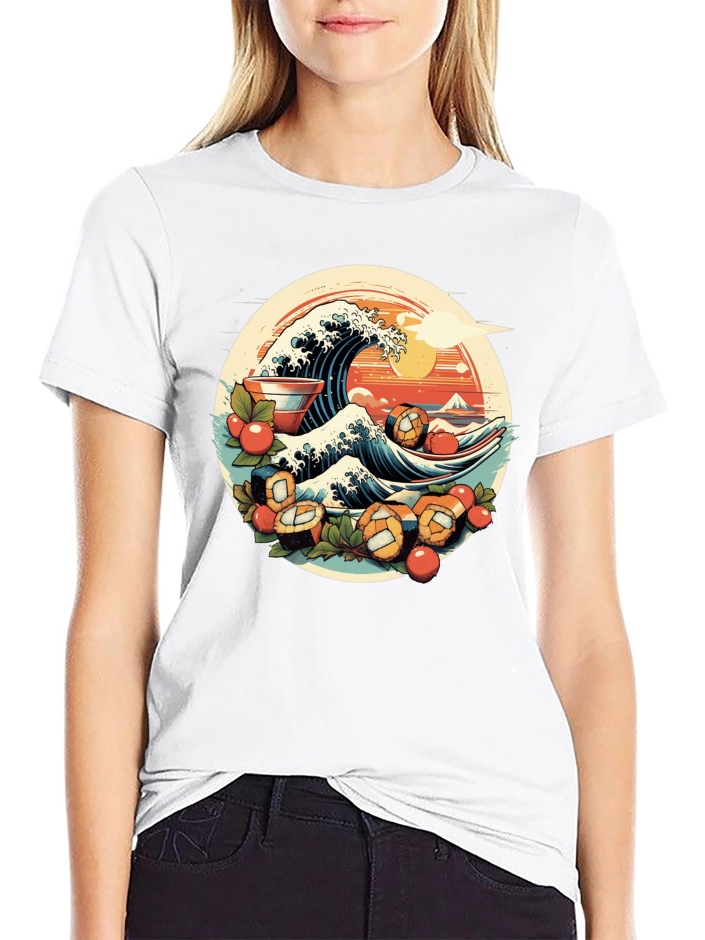 Sushi Wave Graphic Tee - Unique Japanese Art Shirt