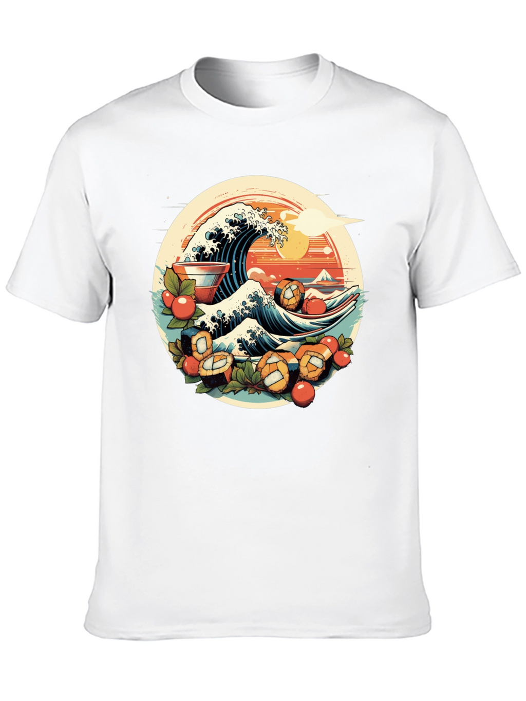 Sushi Wave Graphic Tee - Unique Japanese Art Shirt