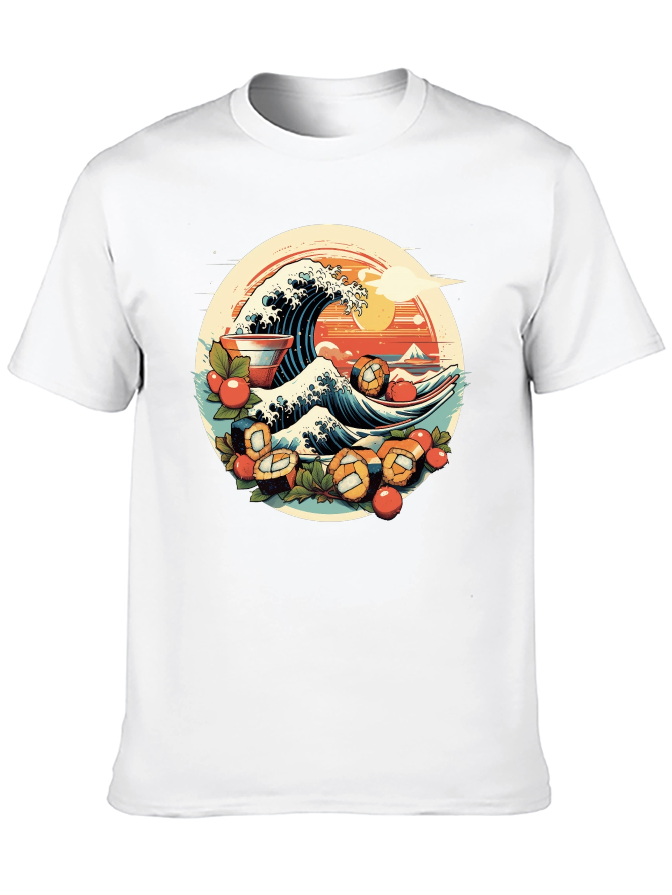 Sushi Wave Graphic Tee - Unique Japanese Art Shirt