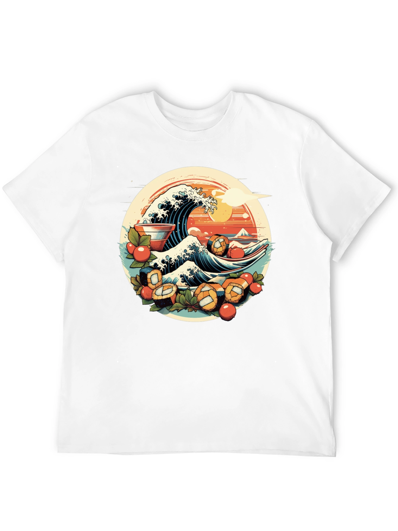 Sushi Wave Graphic Tee - Unique Japanese Art Shirt