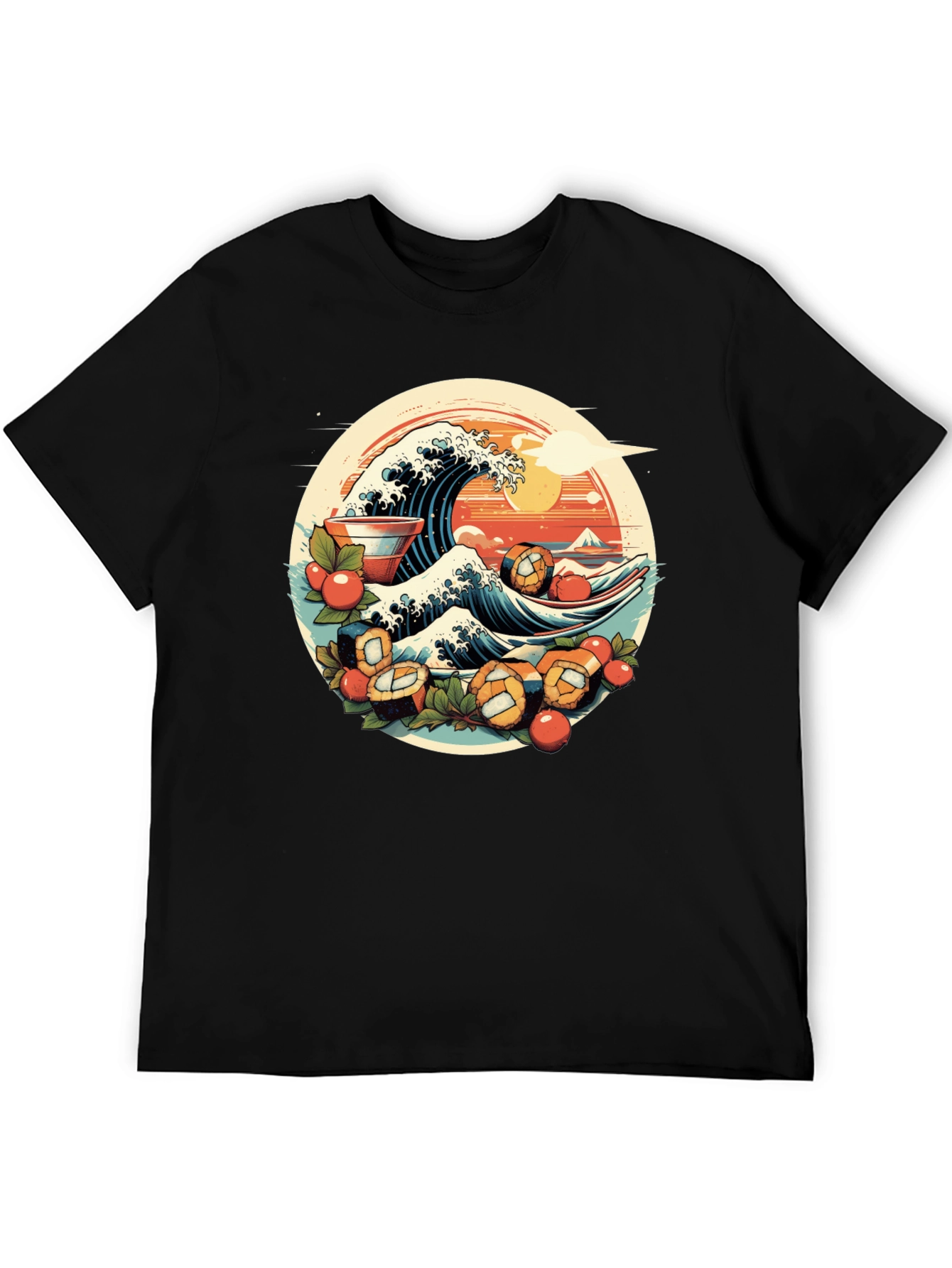 Sushi Wave Graphic Tee - Unique Japanese Art Shirt