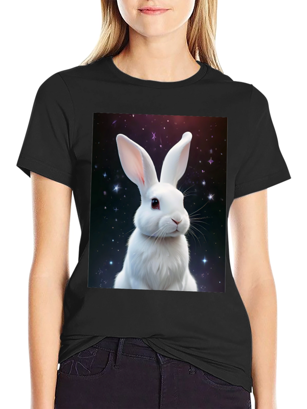 Cosmic Rabbit Graphic Tee - Black