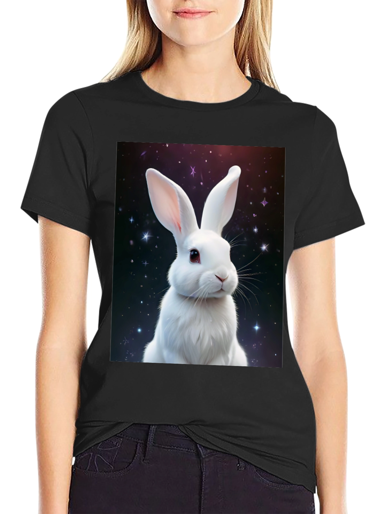 Cosmic Rabbit Graphic Tee - Black