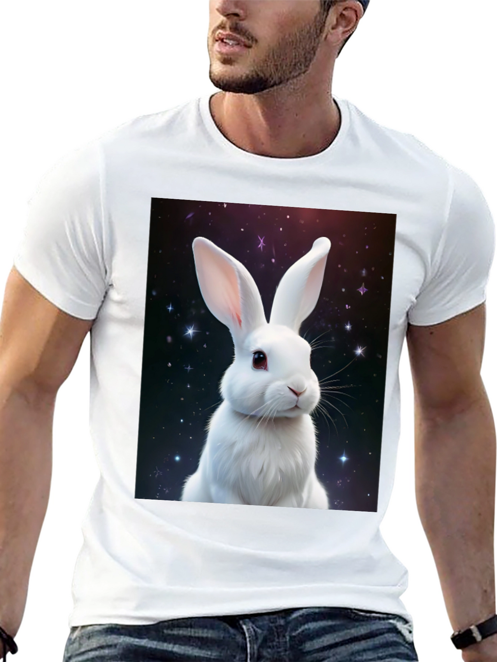 Cosmic Rabbit Graphic Tee - Black