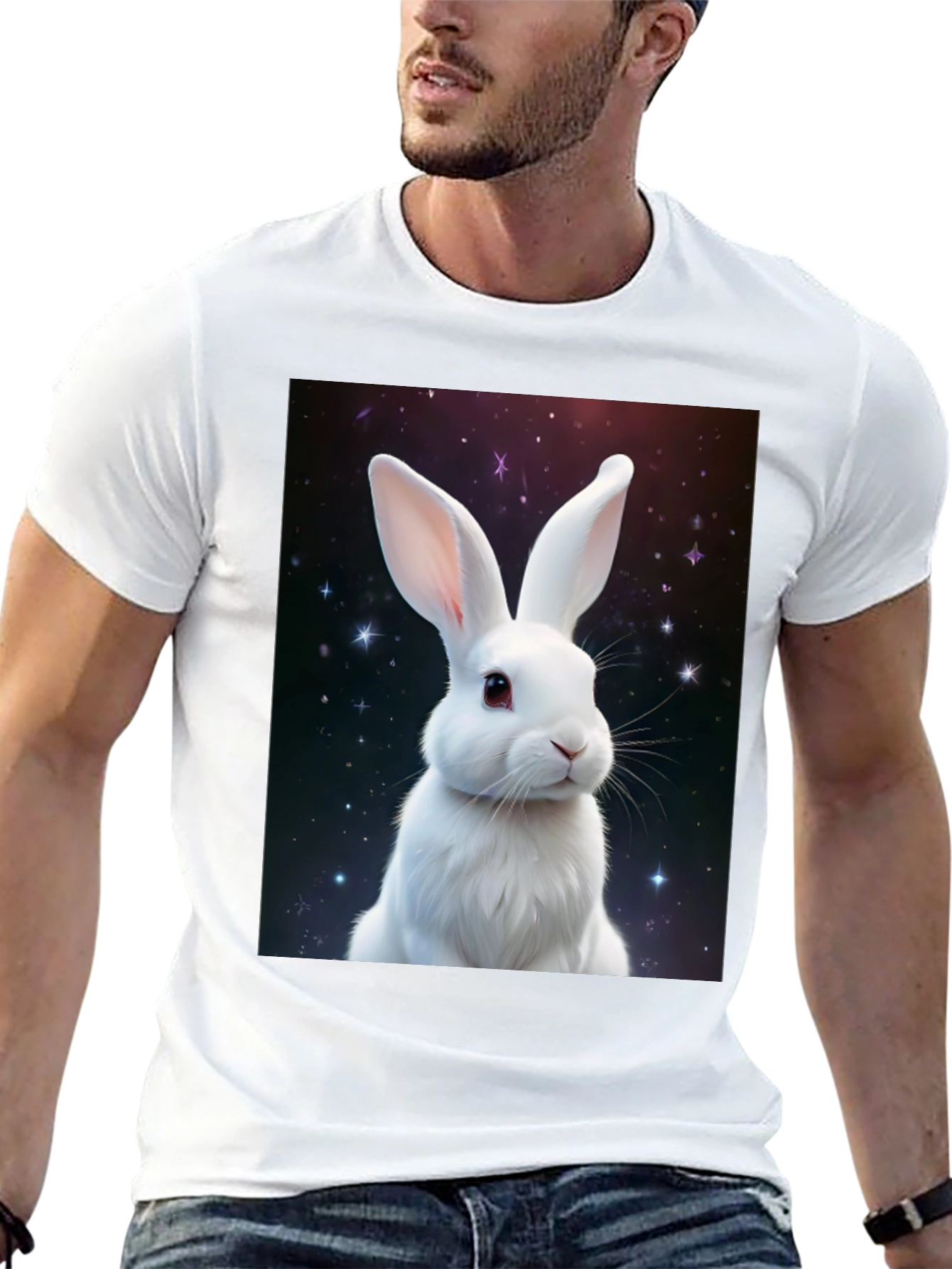 Cosmic Rabbit Graphic Tee - Black