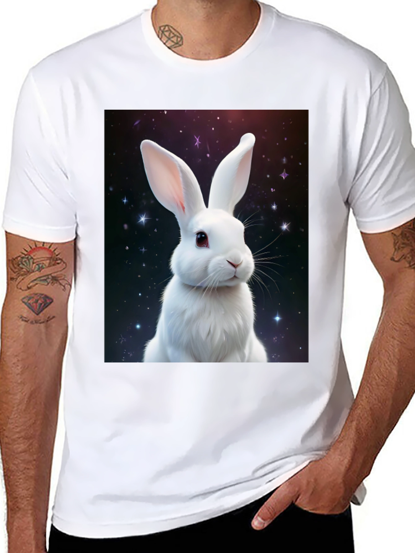 Cosmic Rabbit Graphic Tee - Black