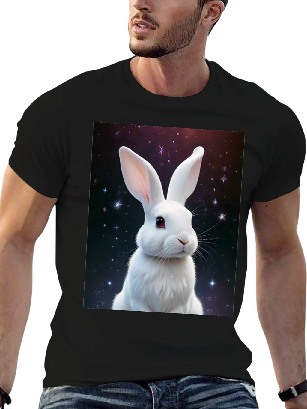 Cosmic Rabbit Graphic Tee - Black