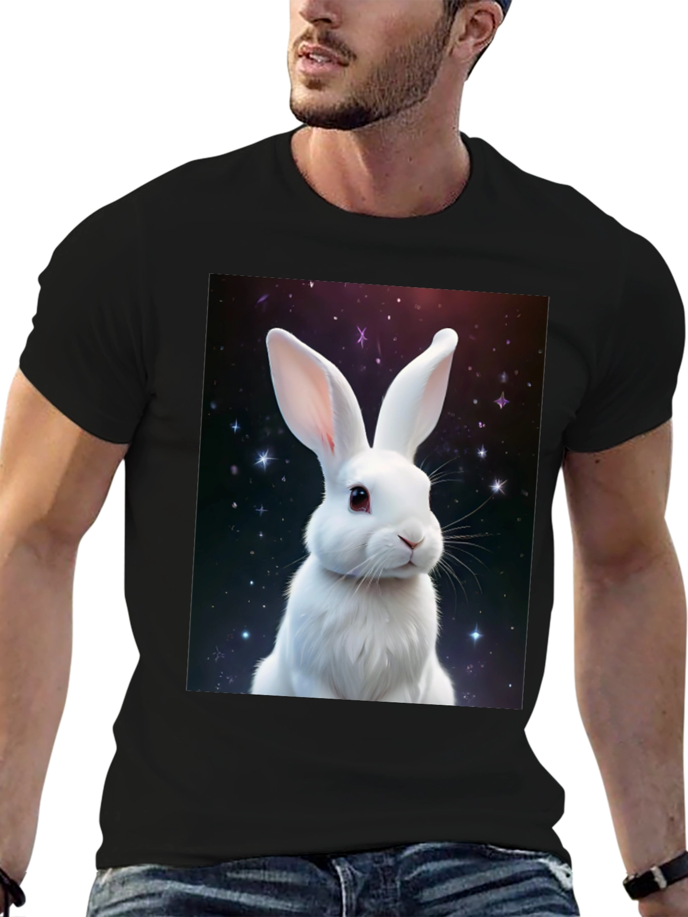 Cosmic Rabbit Graphic Tee - Black