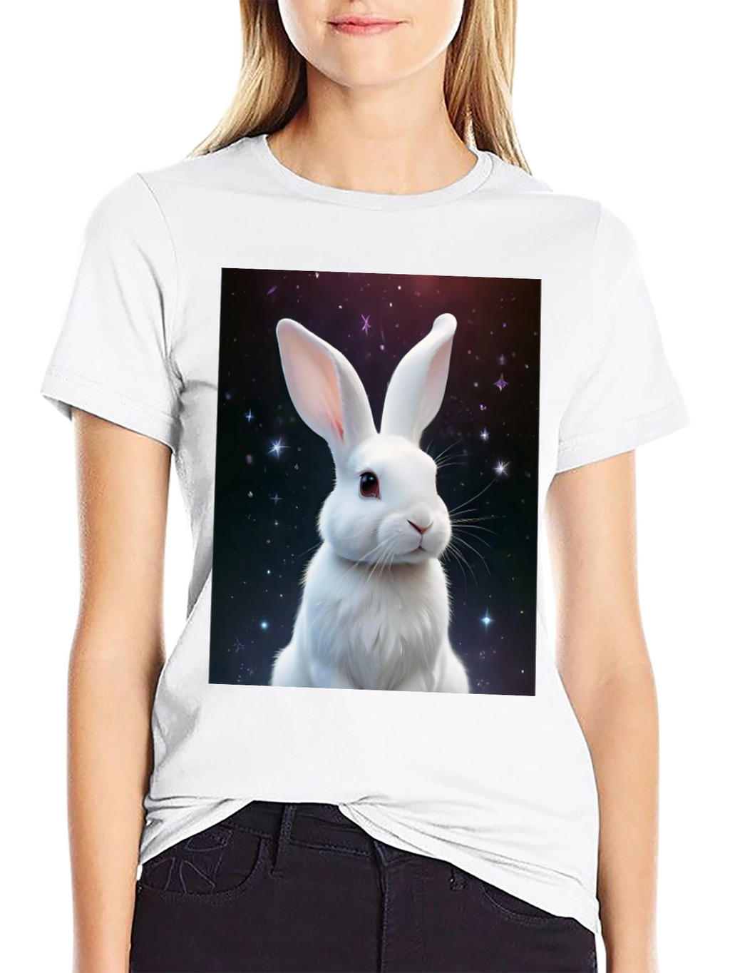 Cosmic Rabbit Graphic Tee - Black