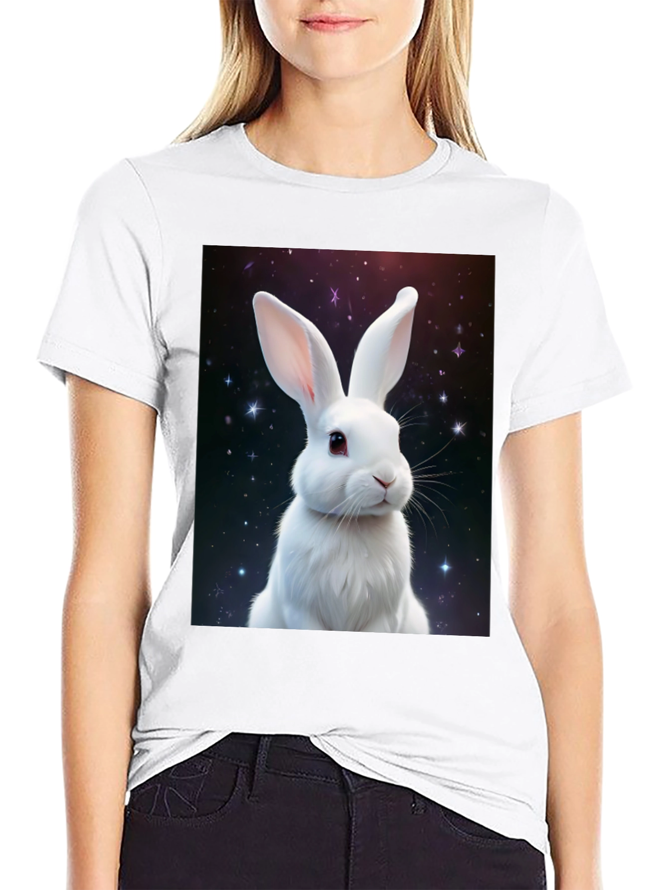 Cosmic Rabbit Graphic Tee - Black