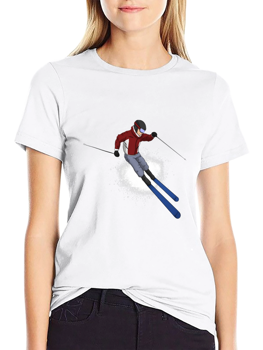 Cool Skier Graphic Black T-Shirt