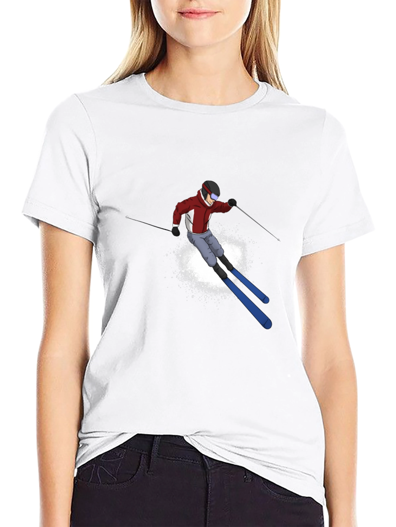 Cool Skier Graphic Black T-Shirt