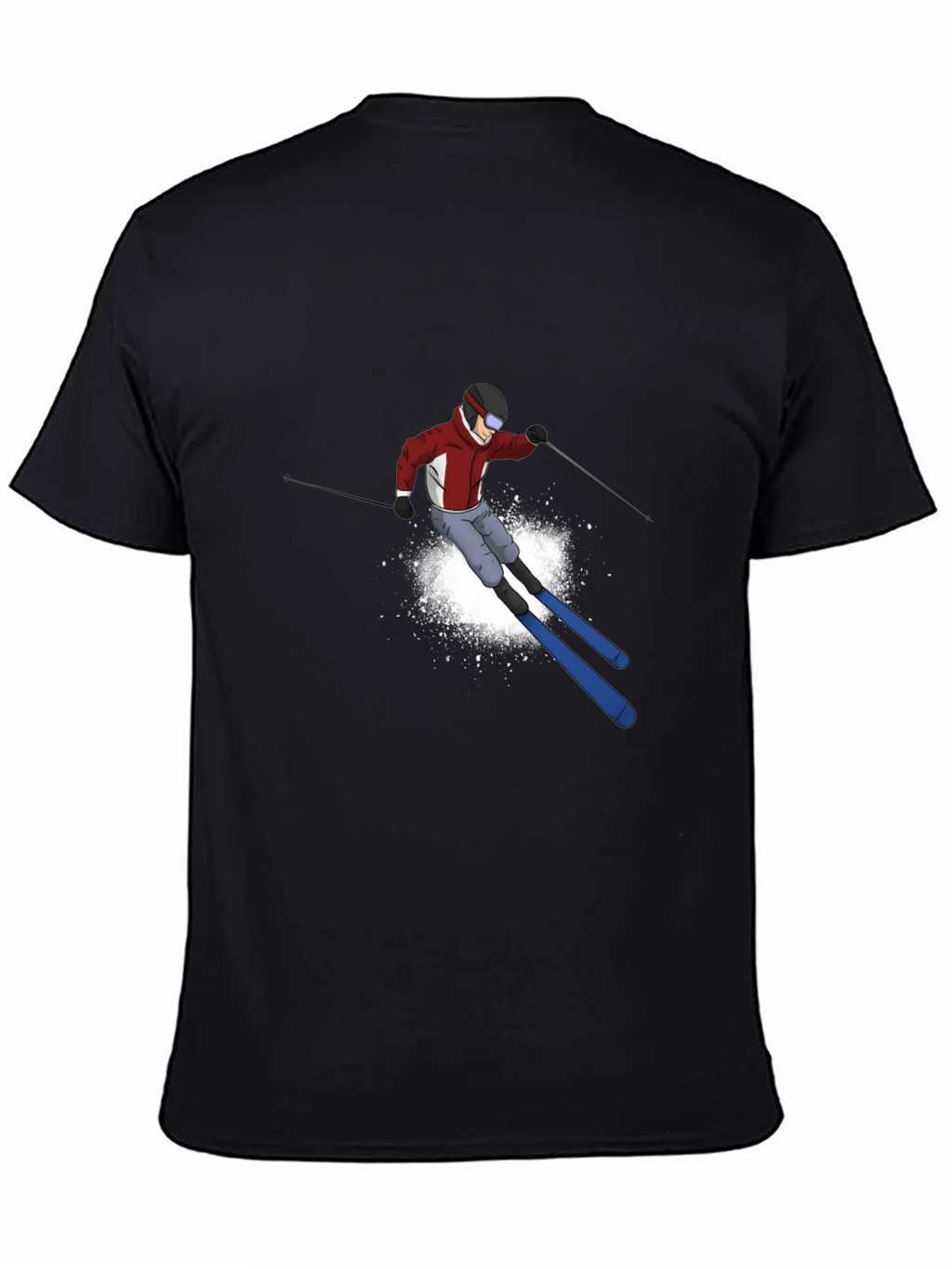 Cool Skier Graphic Black T-Shirt