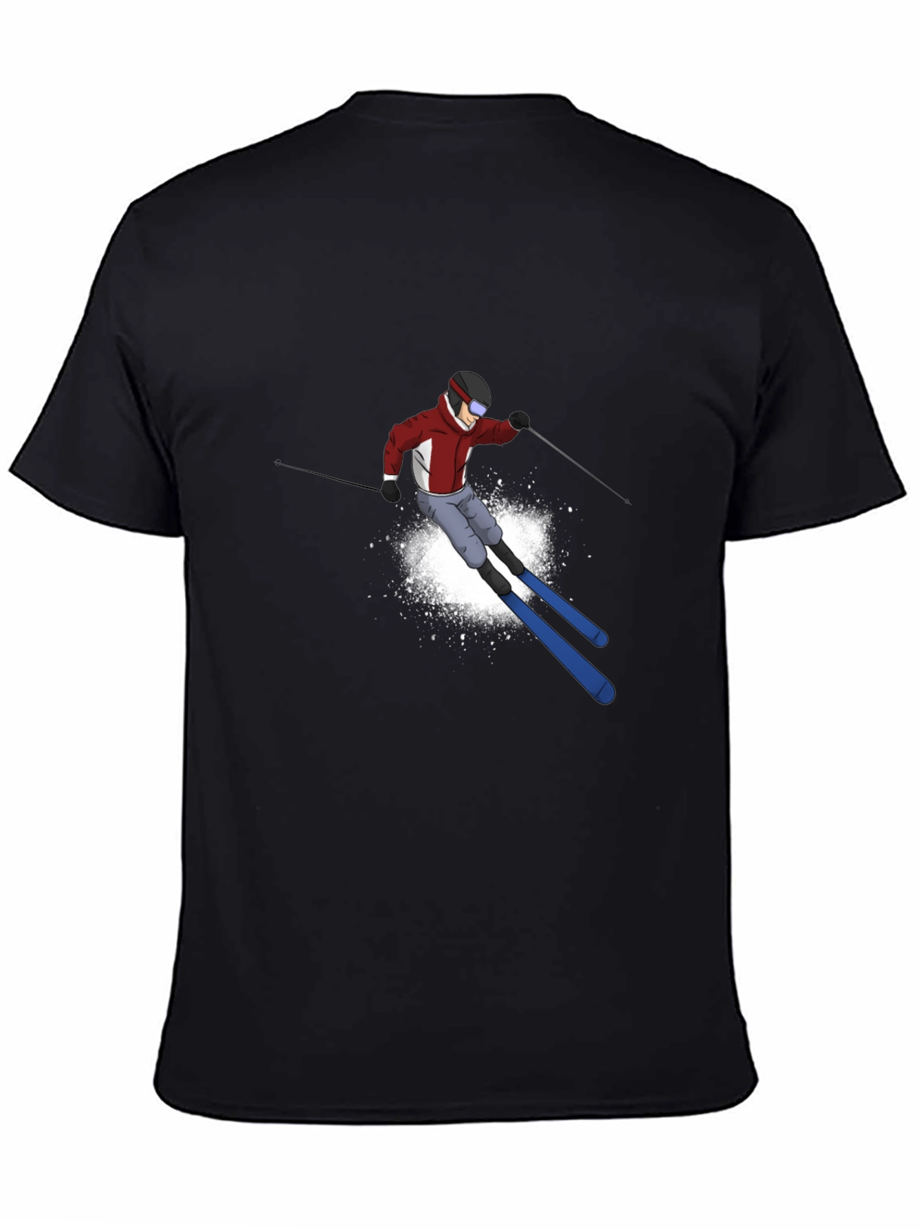Cool Skier Graphic Black T-Shirt