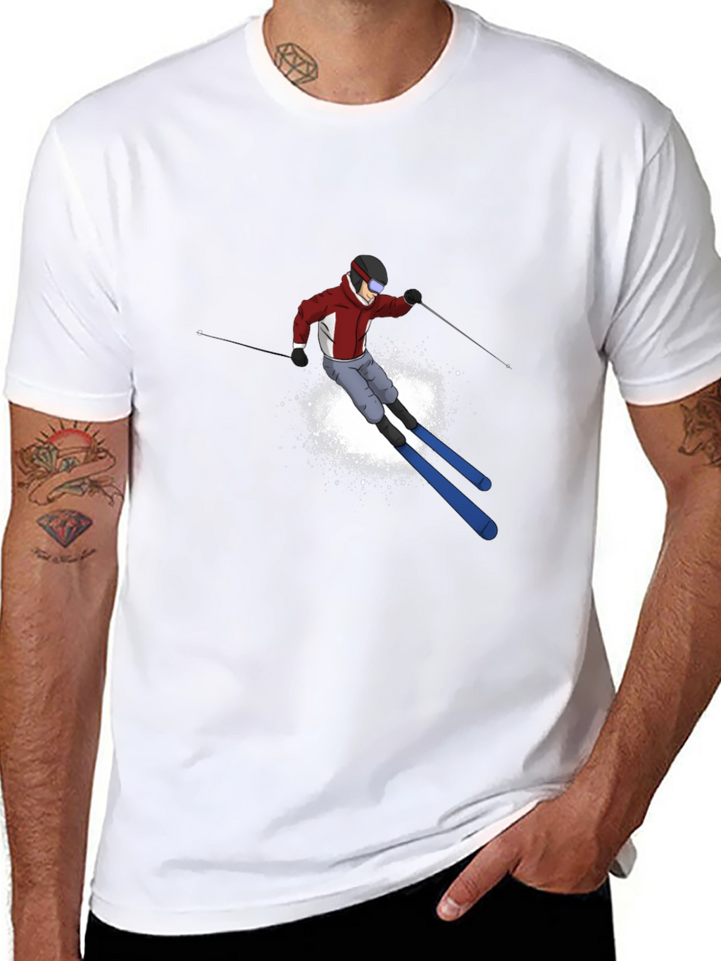 Cool Skier Graphic Black T-Shirt