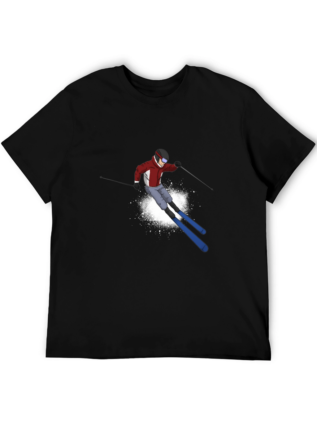 Cool Skier Graphic Black T-Shirt