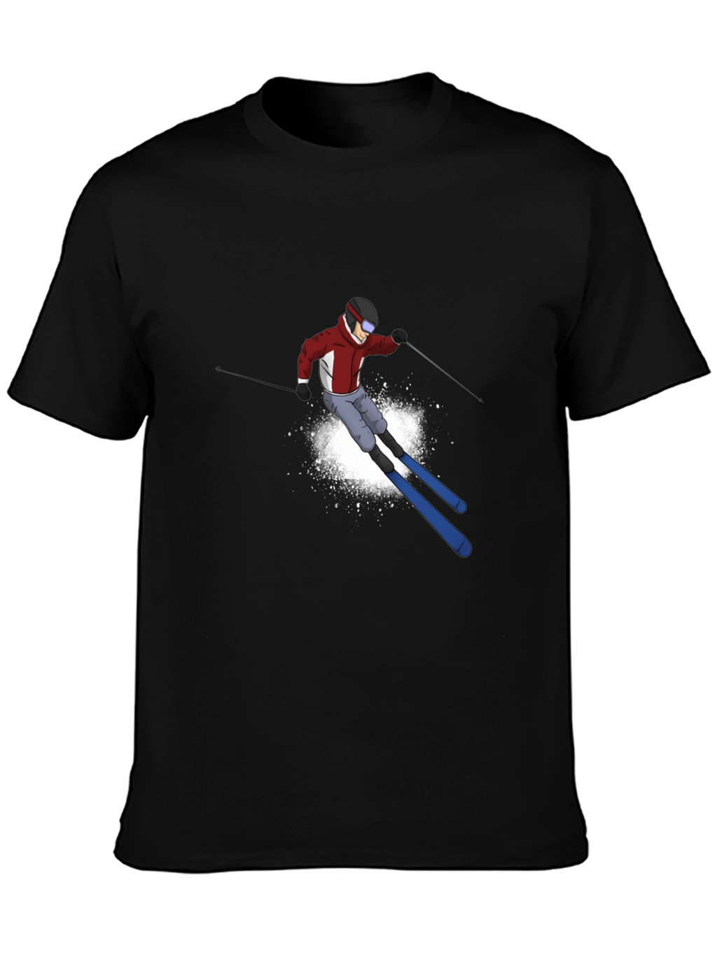 Cool Skier Graphic Black T-Shirt