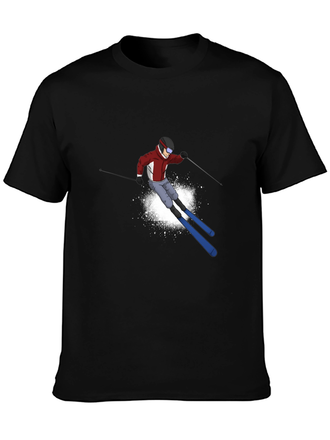 Cool Skier Graphic Black T-Shirt