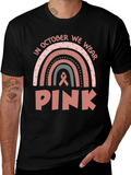 October We Wear Pink Ribbon Graphic Tee