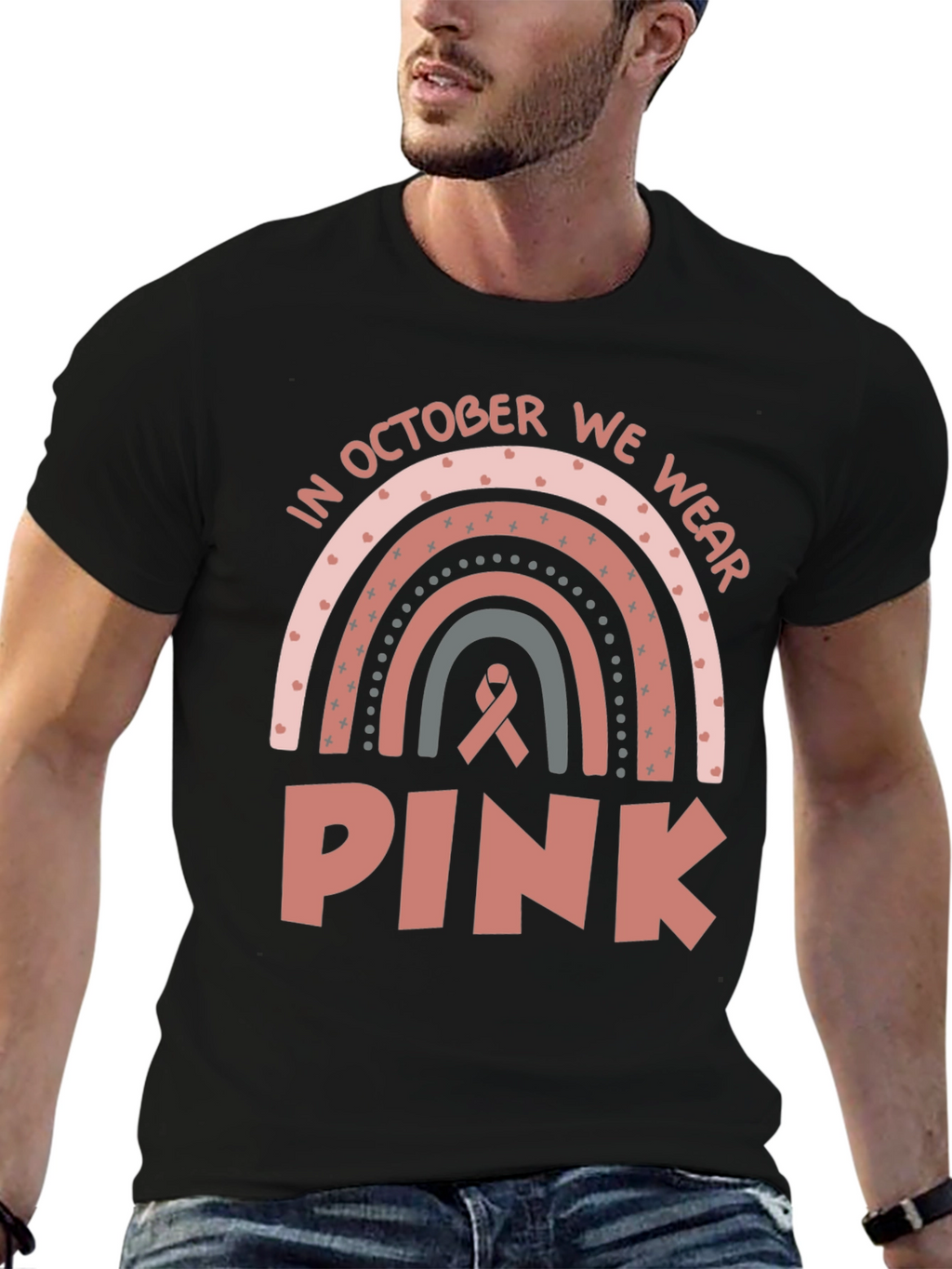 October We Wear Pink Ribbon Graphic Tee