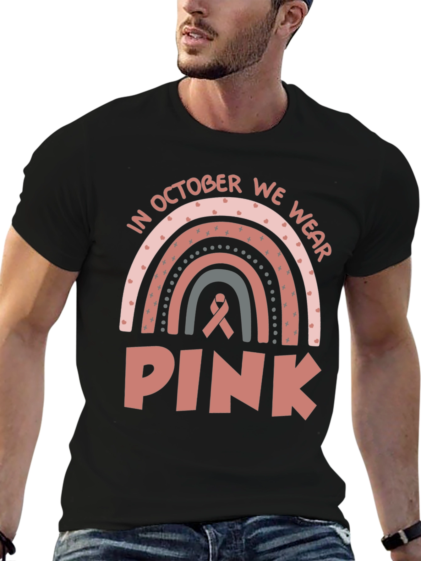 October We Wear Pink Ribbon Graphic Tee