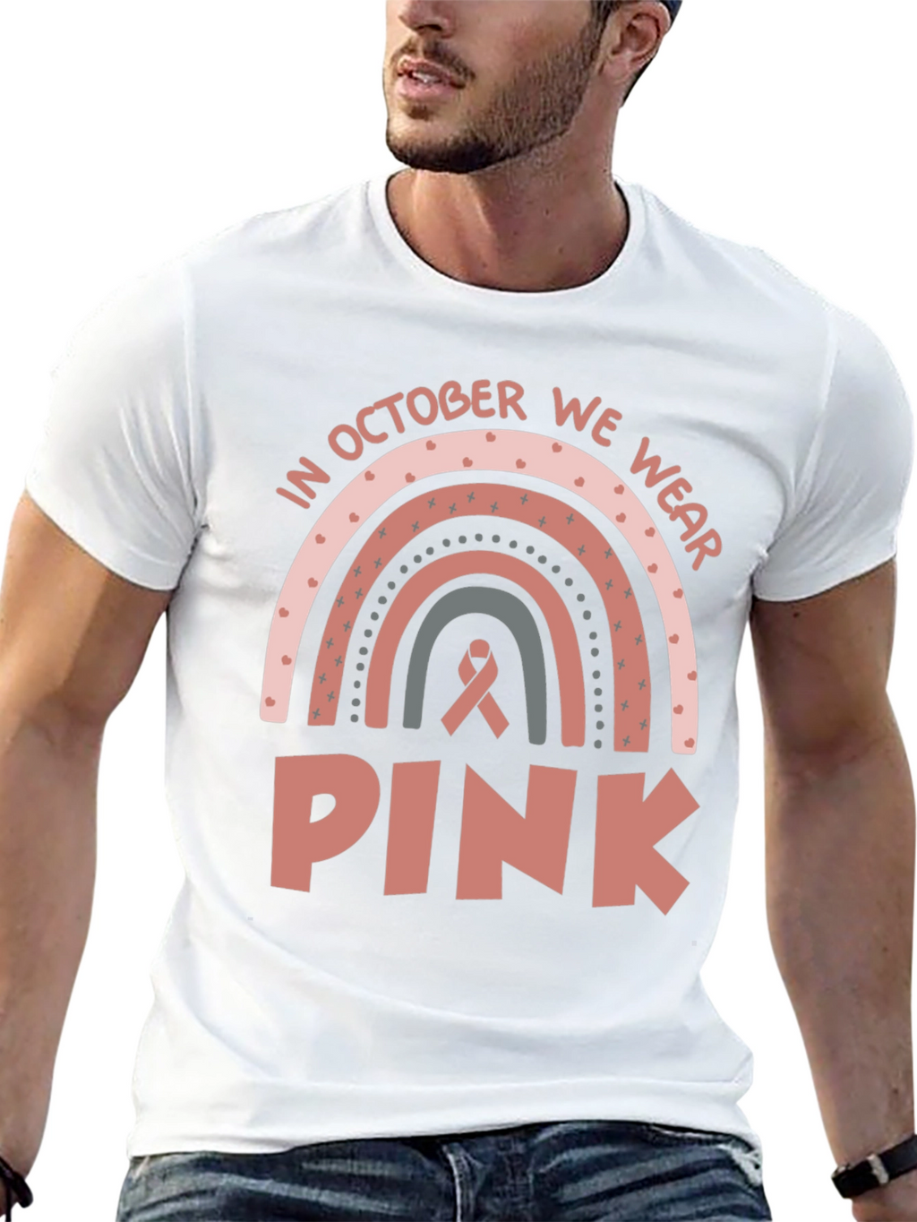 October We Wear Pink Ribbon Graphic Tee