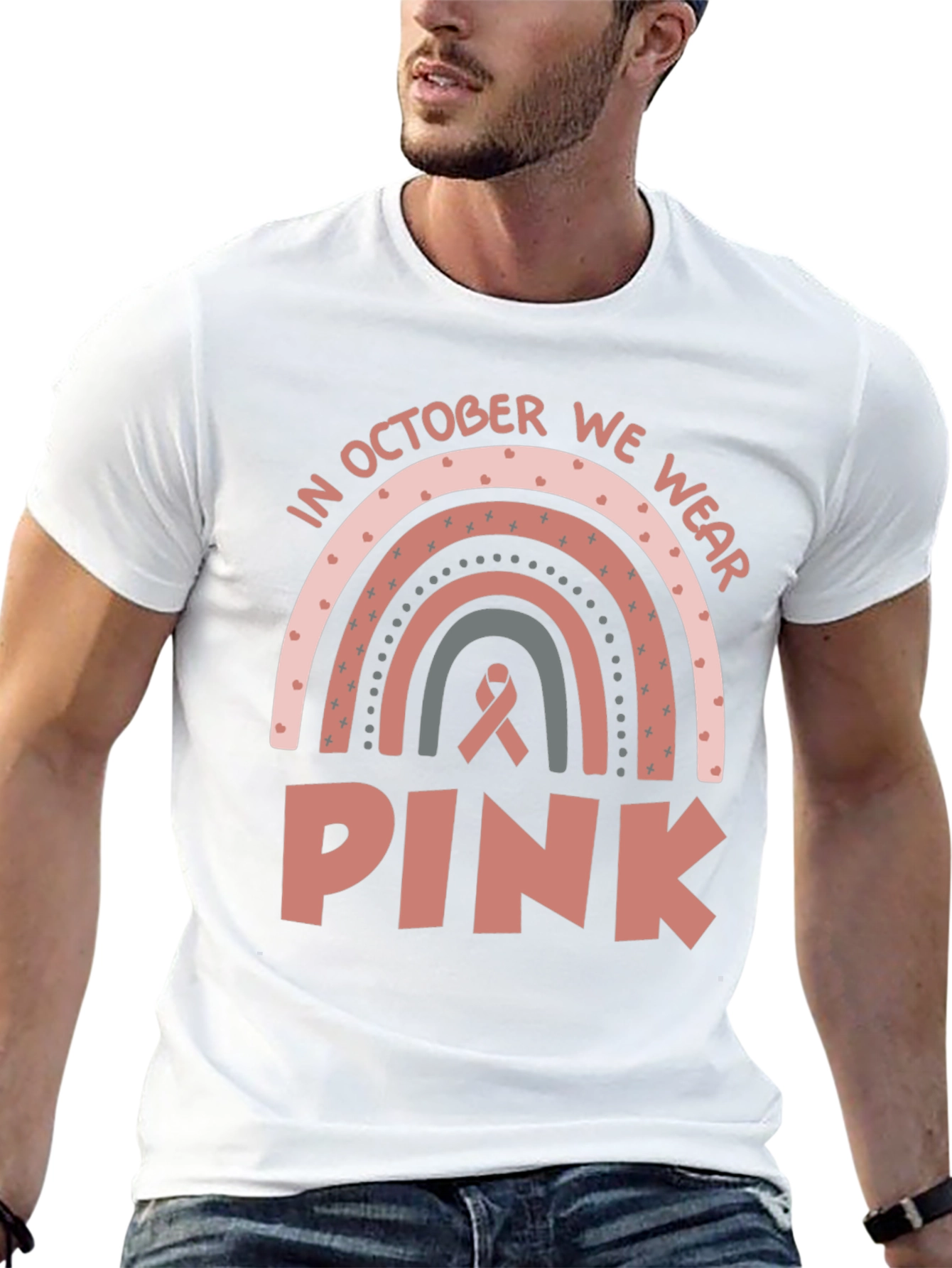 October We Wear Pink Ribbon Graphic Tee